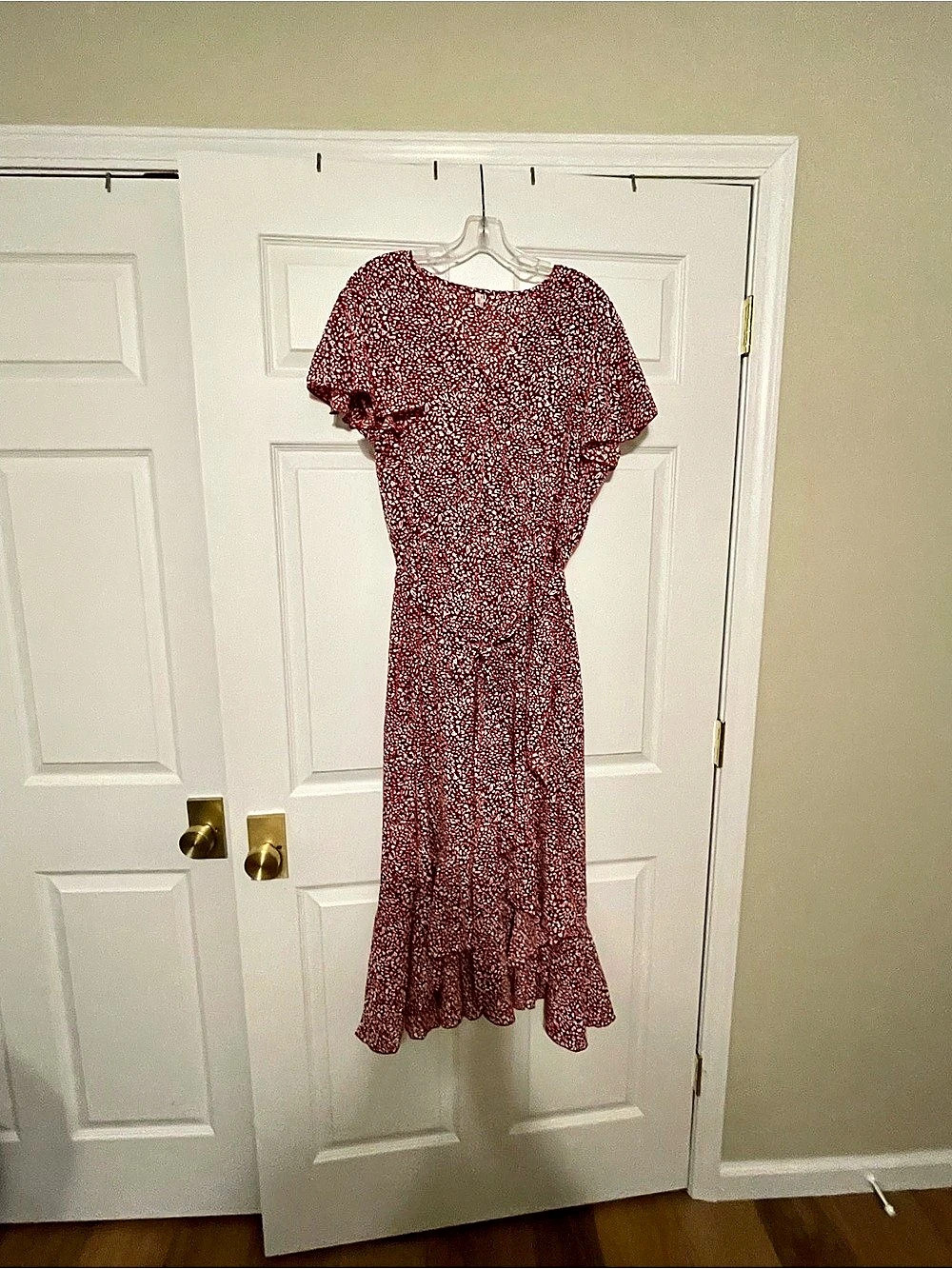 LAYSI Red & White Animal Print Midi Dress Size XL (16W) Like New